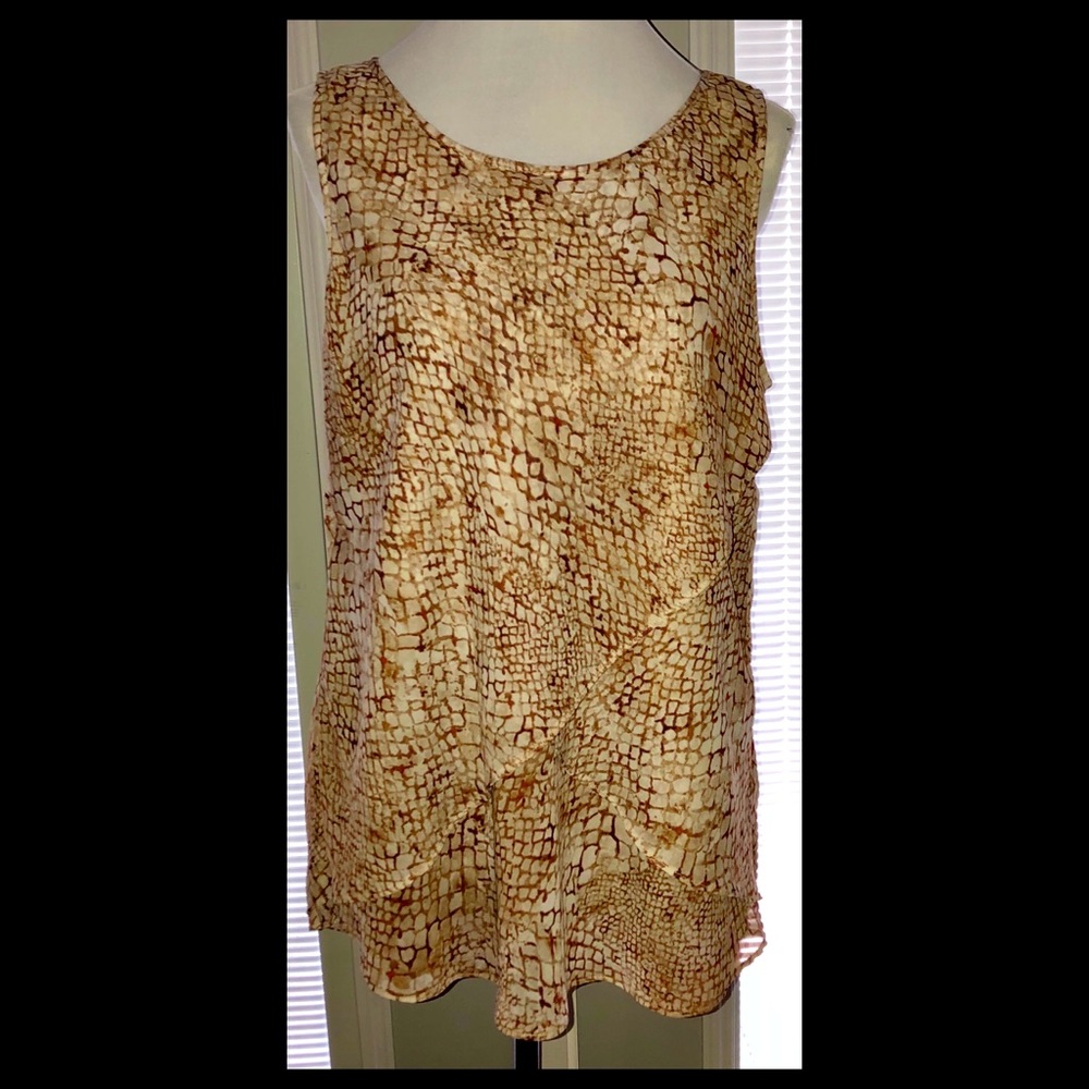 Roz & Ali Overlay Sleeveless Top, Sz Lg